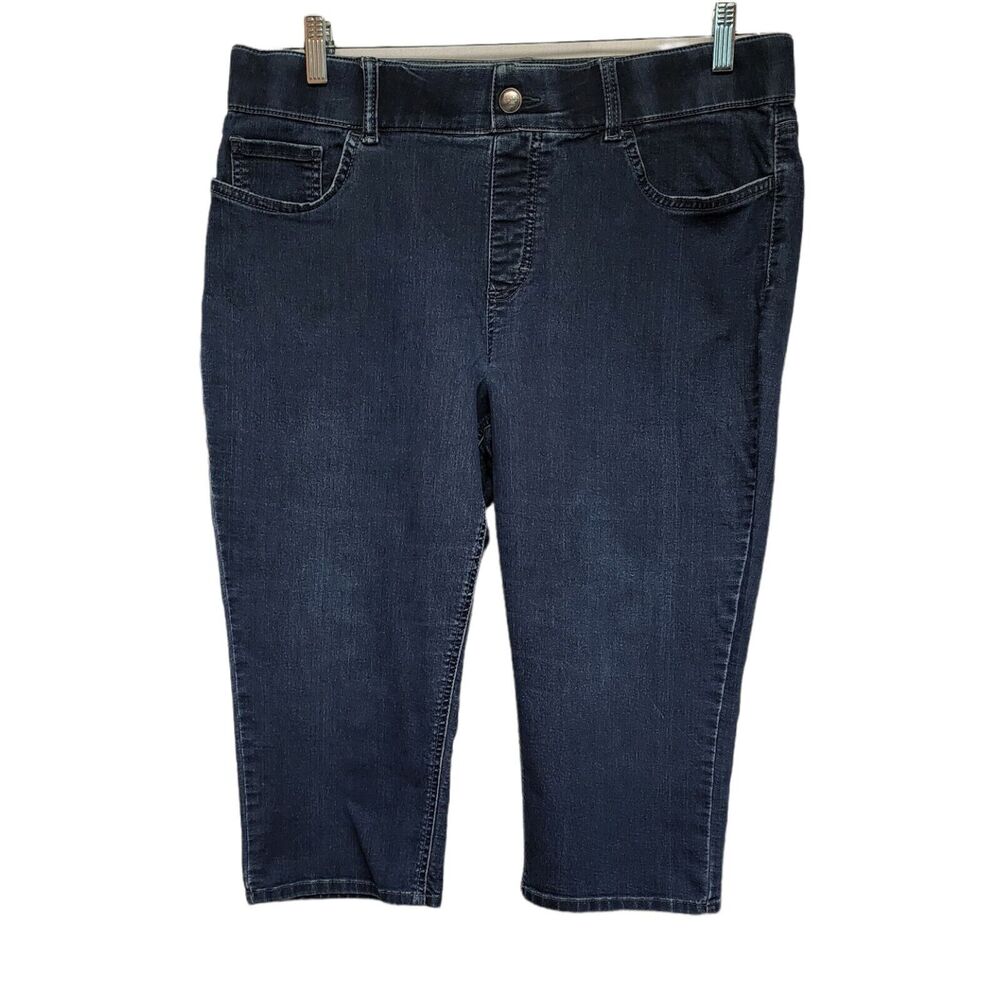 Riders by Lee Mid Rise Women's Dark Wash Cropped Capri Jeans Size 16 Mid-Rise